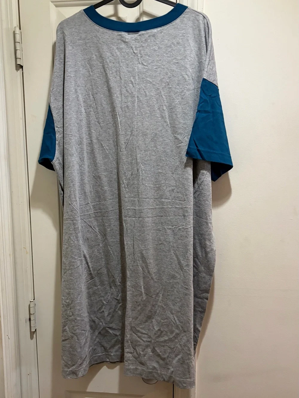 Essential Needs Bear Graphic Heather Gray & Teal V-Neck T-Shirt Sleepwear Dress